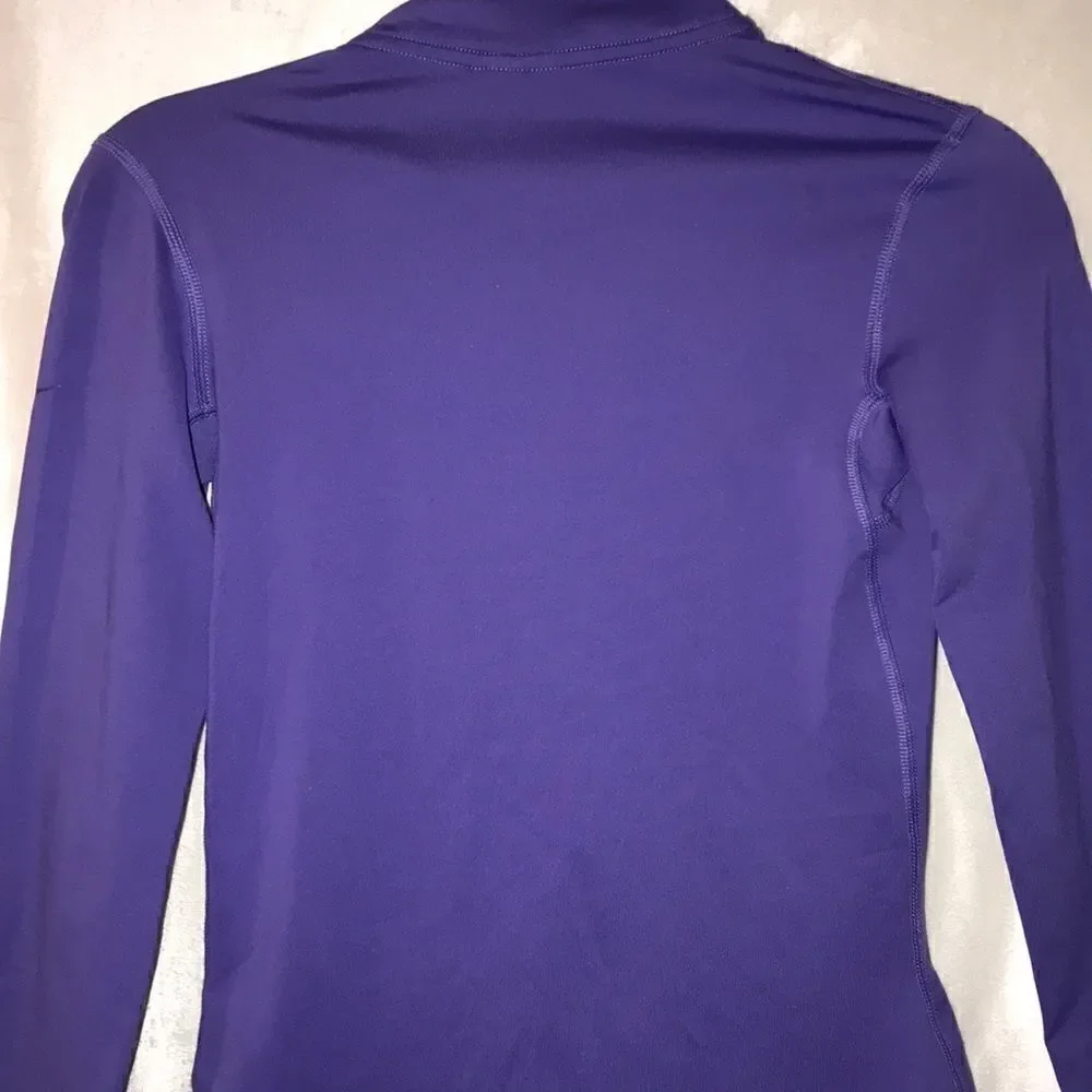Nike Pro Dri-FIT Womens Quarter Zip Long Sleeve Mock Neck Purple Top Small